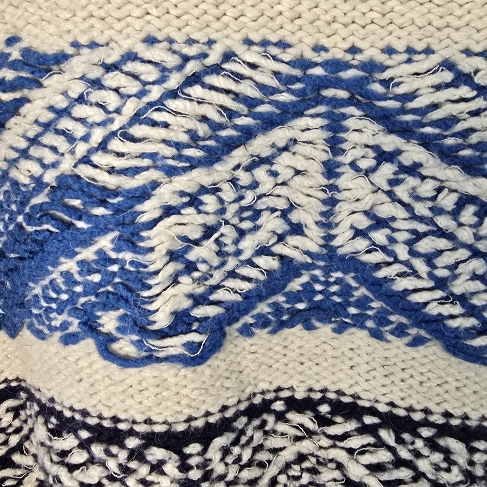 Free People Blue Aztec Tribal Soft Boho Snow Angel Angora Rabbit Hair Sweater S - Picture 14 of 16